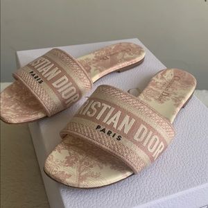 Dior Dway Slide Pale Pink & Ecru Embroidery slides